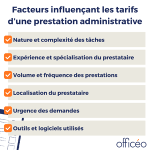 Tarifs dâune prestation administrative : facteurs
